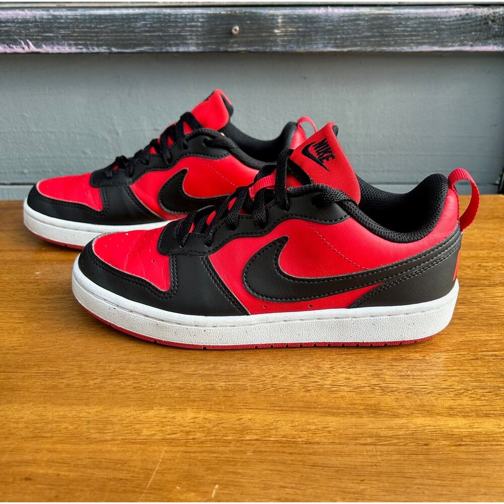Nike Court Vision Low DV5456-600 Red Black Shoes Youth 5Y